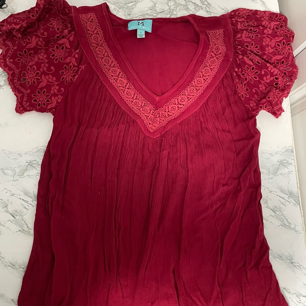 Maroon top